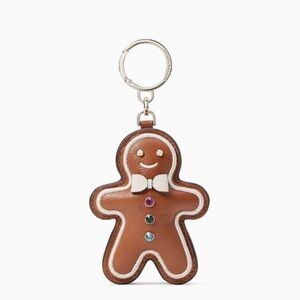 New Kate Spade Gingerbread Man Leather Key Fob Bag Charm Novelty